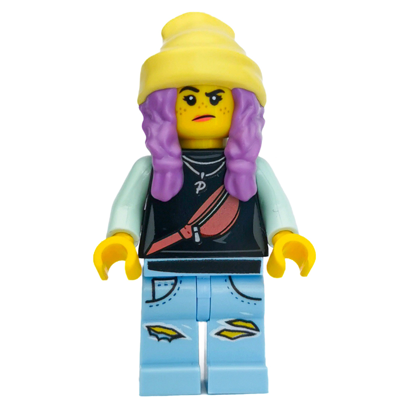 Parker l. jackson, haut noir, bonnet jaune clair lumineux, cheveux moyen lavande (Parker L. Jackson, Black Top, Bright Light Yellow Beanie Hat, Medium Lavender Hair)