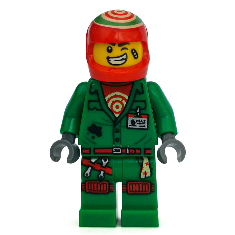 Douglas elton / el fuego, tenue verte avec casque rouge (Douglas Elton / El Fuego, Green Outfit with Red Helmet)