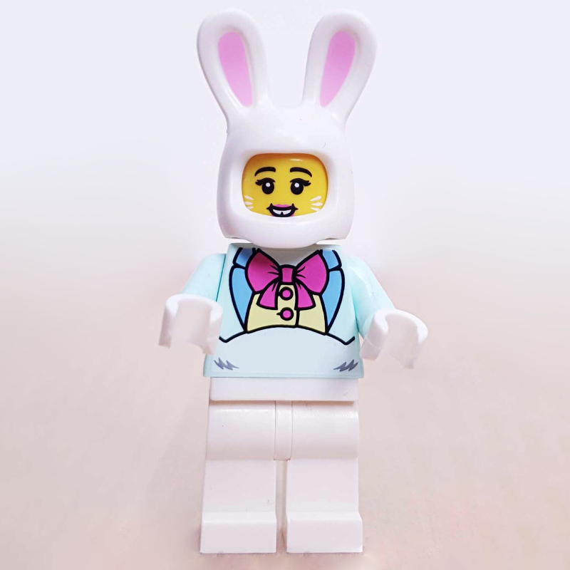 Lapin de Pâques, femme, nœud papillon rose foncé (Easter Bunny, Woman, Dark Pink Bow Tie)
