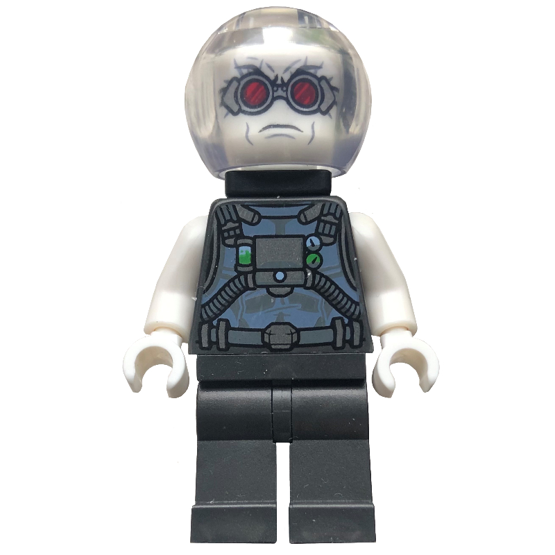Mr. geler avec perle tenue gris foncé et support de cou avec 4 barres (Mr. Freeze with Pearl Dark Gray Outfit and Neck Bracket with 4 Bars)