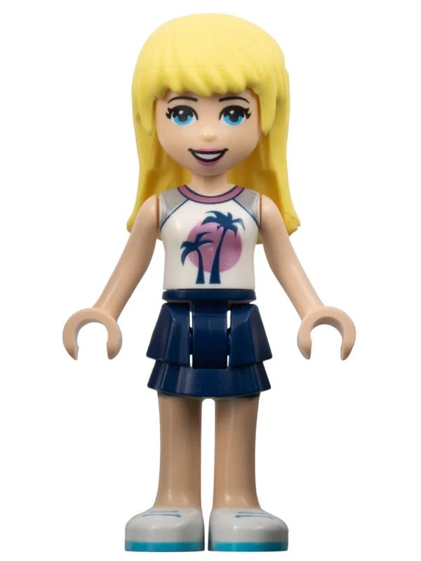 Stephanie — haut blanc, jupe bleu foncé (Stephanie - White Top, Dark Blue Skirt)