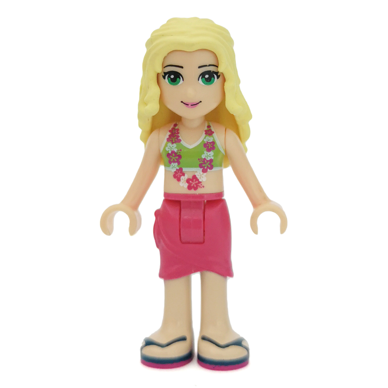 Isabella - bikini vert citron, jupe magenta (Isabella - Lime Bikini, Magenta Skirt)