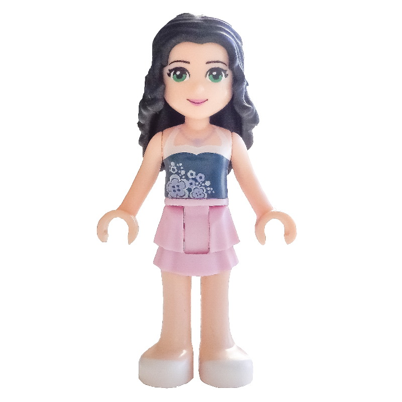 Emma — haut bleu foncé, jupe rose vif (Emma - Dark Blue Top, Bright Pink Skirt)
