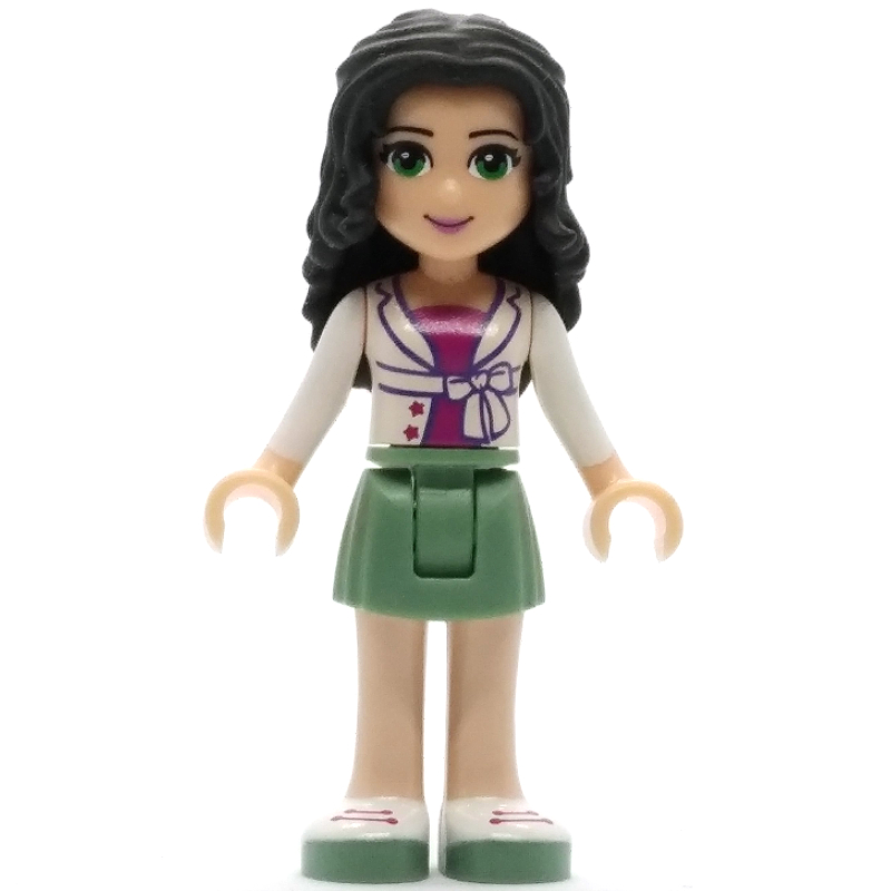 Emma — chemise blanche, jupe vert sable (Emma - White Shirt, Sand Green Skirt)