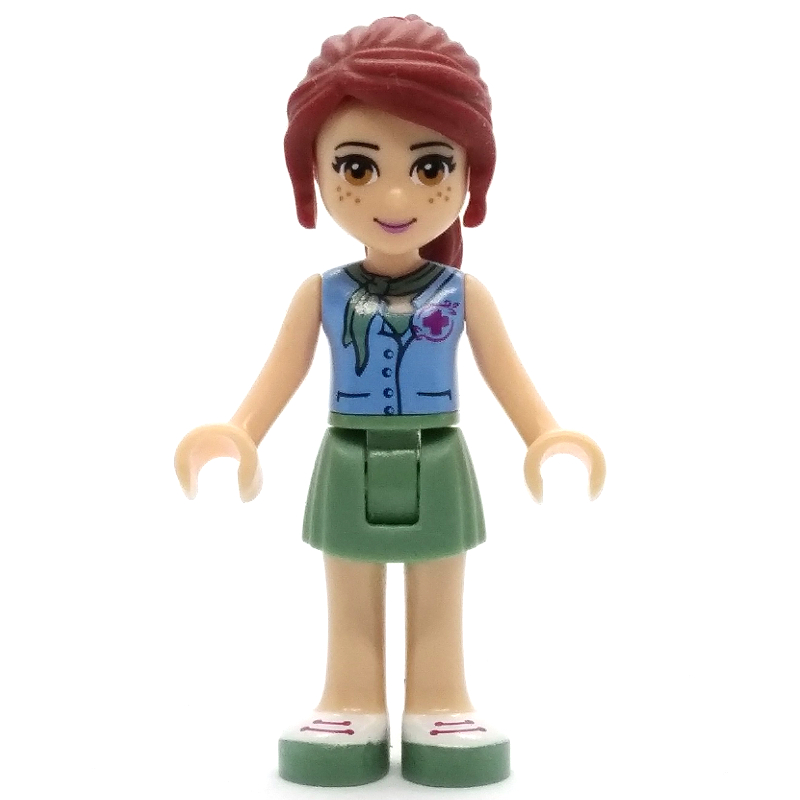 Mia — chemise azur moyen, jupe vert sable, vétérinaire (Mia - Medium Azure Shirt, Sand Green Skirt, Veterinarian)