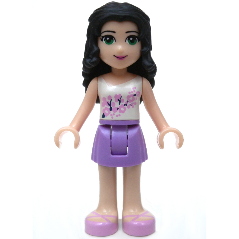 Emma — haut blanc, jupe lavande moyen (Emma - White Top, Medium Lavender Skirt)
