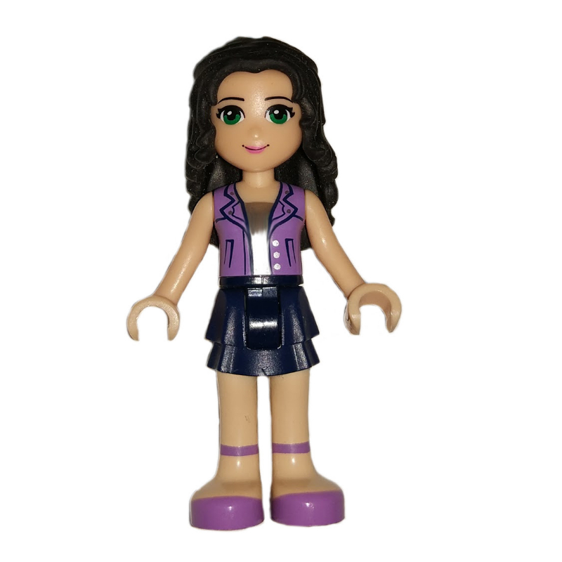 Emma — gilet lavande moyen, jupe bleu foncé (Emma - Medium Lavender Vest, Dark Blue Skirt)
