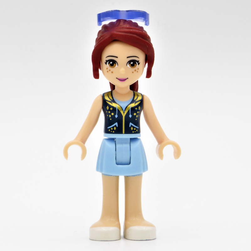 Mia — gilet bleu foncé, jupe bleu clair vif (Mia - Dark Blue Vest, Bright Light Blue Skirt)