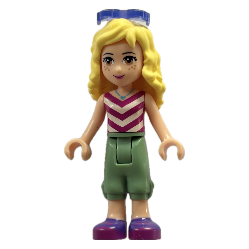 Naya - haut blanc/magenta, pantalon vert sable (Naya - White/Magenta Top, Sand Green Trousers)