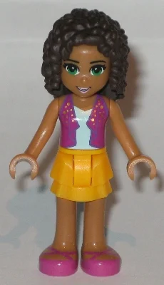 Andrea — gilet magenta, jupe orange clair vif (Andrea - Magenta Vest, Bright Light Orange Skirt)