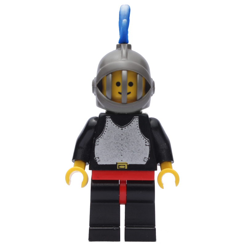 Chevalier (plaque de poitrine sur noir) - jambes noires, casque gris foncé, plume bleue (Knight (Breastplate on Black) - Black Legs, Dark Gray Helmet, Blue Plume)