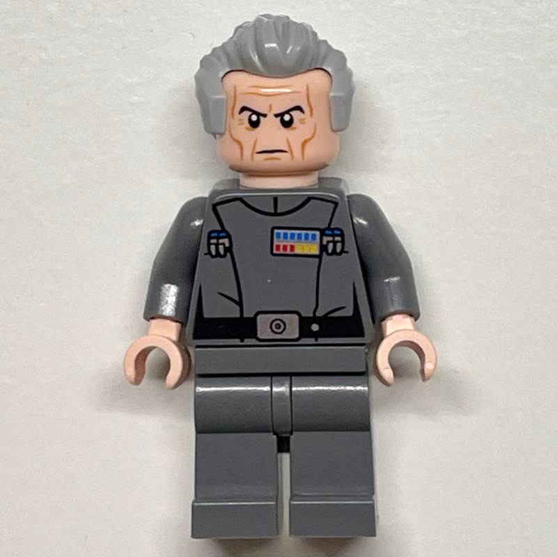 Grand moff wilhuff tarkin, gris bleuâtre foncé, cheveux ébouriffés (Grand Moff Wilhuff Tarkin, Dark Bluish Gray, Ruffled Hair)
