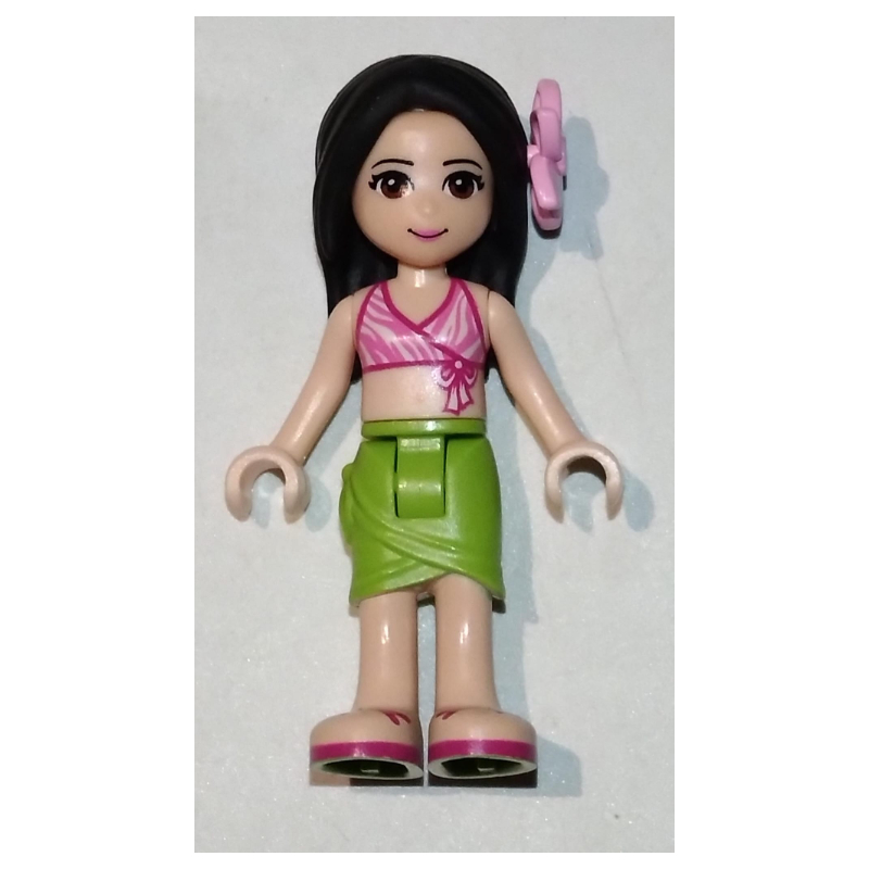 Martina - bikini rose foncé, jupe vert citron (Martina - Dark Pink Bikini, Lime Skirt)