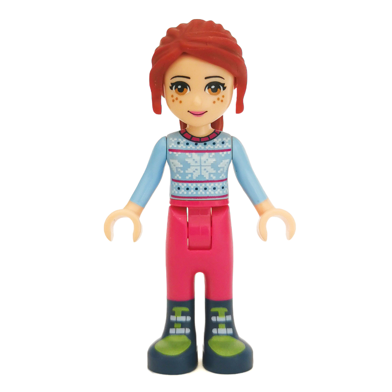 Mia - pull bleu clair, pantalon magenta (Mia - Bright Light Blue Sweater, Magenta Trousers)