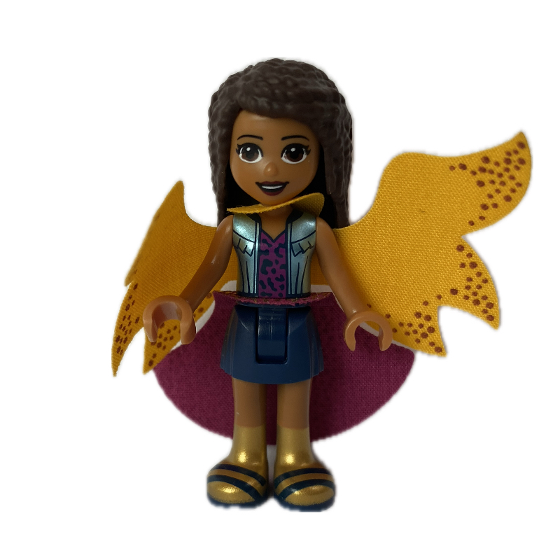 Andrea — veste bleu moyen, jupe bleu foncé, cape (Andrea - Medium Blue Jacket, Dark Blue Skirt, Cape)