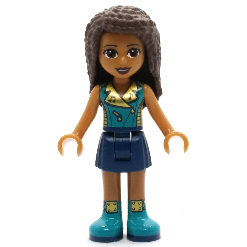 Andrea — veste azur foncé et dorée, jupe bleu foncé (Andrea - Dark Azure/Gold Jacket, Dark Blue Skirt)