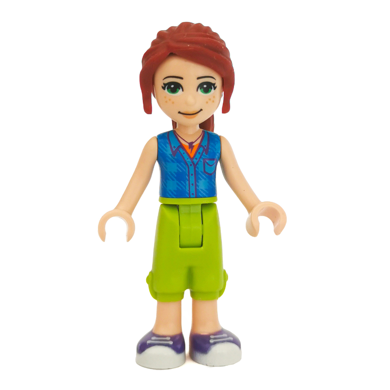 Mia — chemise à carreaux bleue, pantalon vert citron (Mia - Blue Plaid Shirt, Lime Trousers)