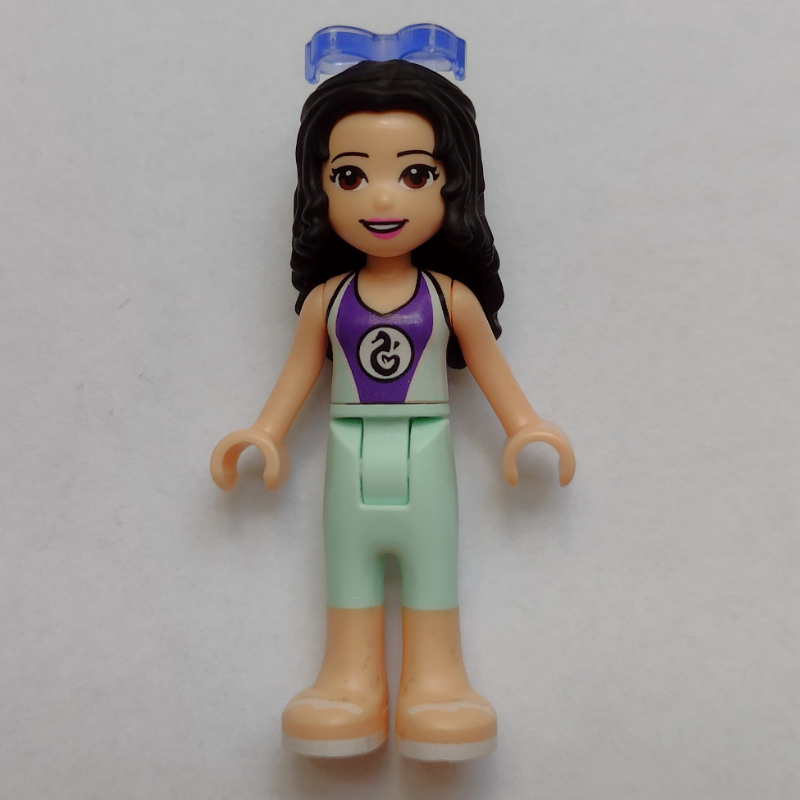 Emma — combinaison vert d’eau violet foncé/clair, lunettes (Emma - Dark Purple/Light Aqua Wet Suit, Glasses)