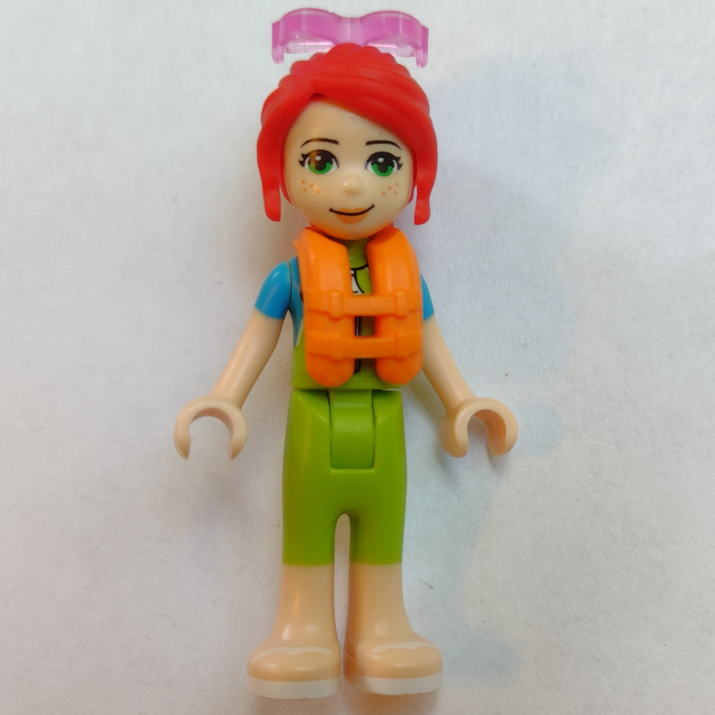 Mia — combinaison humide vert citron/azur, lunettes pourpre transparent (Mia - Lime/Azure Wet Suit, Trans-Purple Glasses)
