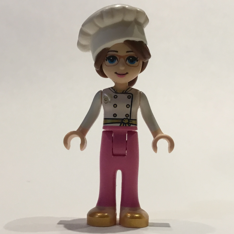 Lillie - veste blanche, pantalon rose foncé, chapeau de chef (Lillie - White Jacket, Dark Pink Trousers, Chef's Hat)