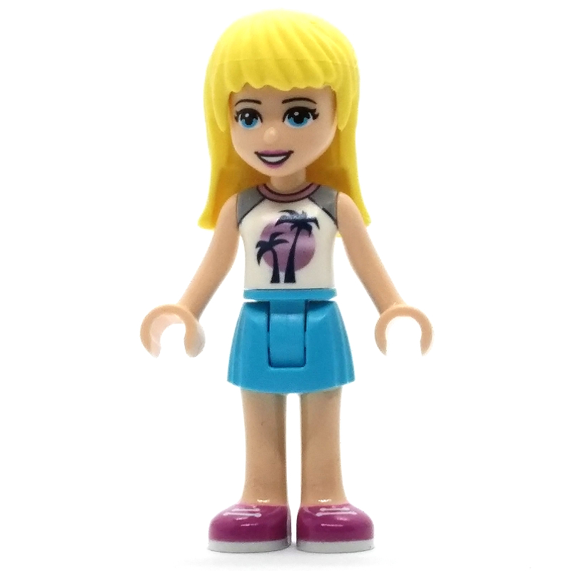 Stephanie — haut blanc, jupe azur moyen (Stephanie - White Top, Medium Azure Skirt)