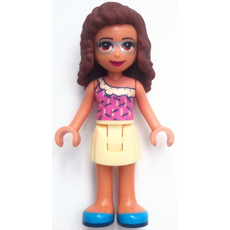Olivia — haut rose foncé, jupe jaune clair vif (Olivia - Dark Pink Top, Bright Light Yellow Skirt)