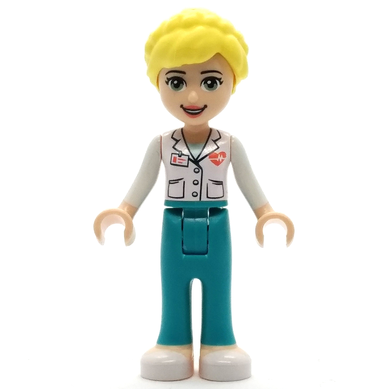 Dr. maria - manteau de laboratoire blanc, pantalon turquoise foncé (Dr. Maria - White Lab Coat, Dark Turquoise Trousers)