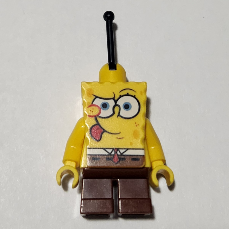Spongebob pantalons carrés avec la langue qui sort et levier sur la tête (SpongeBob Squarepants with Tongue Sticking Out and Lever on Head)