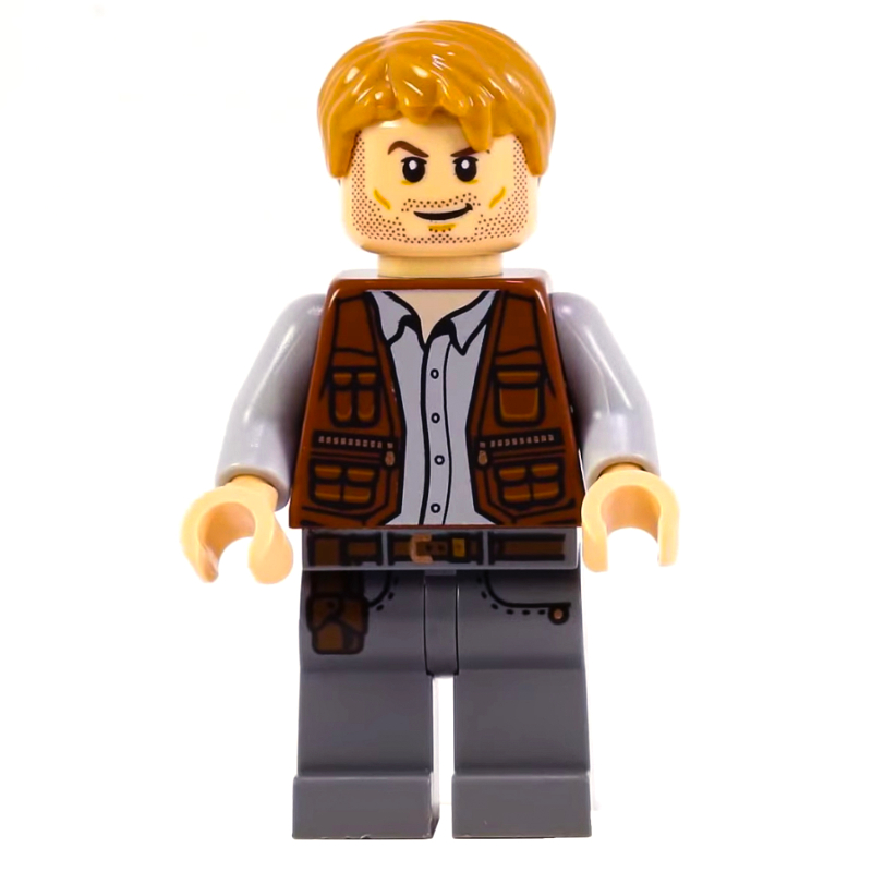 Owen Grady avec gilet brun rougeâtre, et jambes gris bleuâtre foncé avec holster (Owen Grady with Reddish Brown Vest, and Dark Bluish Gray Legs with Holster)