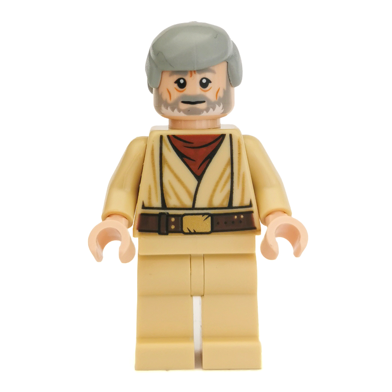 Obi-Wan Kenobi, vieux, robe beige, cheveux, pupilles blanches, barbe blanche et grise (Obi-Wan Kenobi, Old, Tan Robes, Hair, White Pupils, White and Gray Beard)