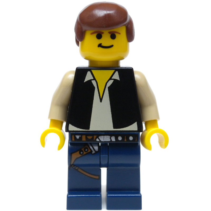 Han Solo, gilet noir, peau jaune, jambes bleu foncé (Han Solo, Black Vest, Yellow Skin, Dark Blue Legs)