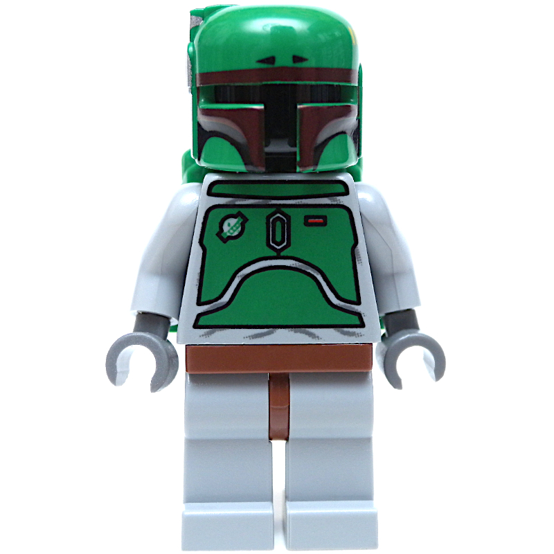 Boba Fett, casque et jetpack avec des reflets brun foncé, armure gris bleuté clair (Boba Fett, Helmet and Jetpack with Dark Brown Highlights, Light Bluish Gray Armor)