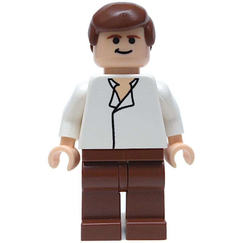 Han Solo, chemise blanche, jambes brun rougeâtre, yeux noirs (Han Solo, White Shirt, Reddish Brown Legs, Black Eyes)