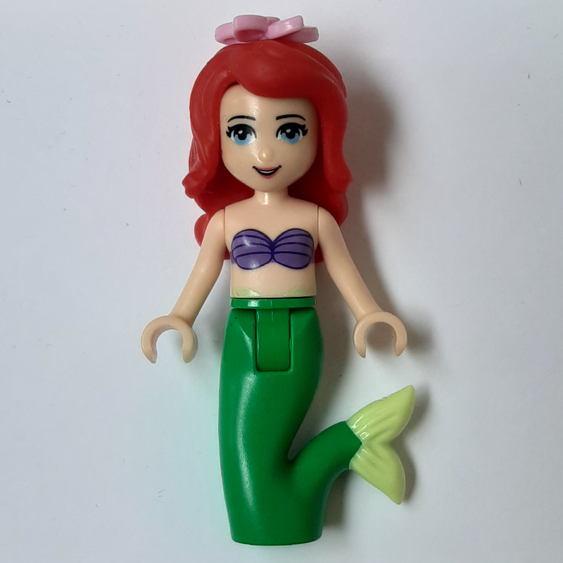 Ariel — forme sirène, fleur rose vif (Ariel - Mermaid Form, Bright Pink Flower)