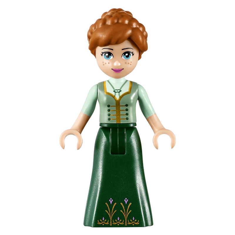 Anna — robe vert sable et vert foncé, bouche ouverte (Anna - Sand Green and Dark Green Dress, Open Mouth)