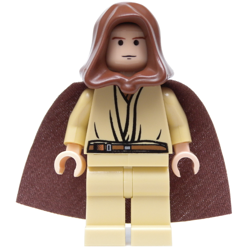 Obi-Wan Kenobi, padawan, capuche brun rougeâtre et cape, yeux noirs (Obi-Wan Kenobi, Padawan, Reddish Brown Hood and Cape, Black Eyes)