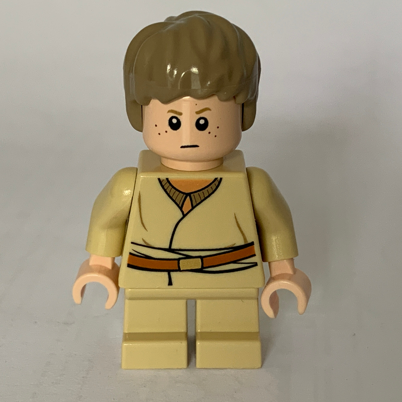 Anakin Skywalker, enfant, cheveux beige foncés, pupilles blanches, lunettes imprimées (Anakin Skywalker, Child, Dark Tan Hair, White Pupils, Printed Goggles)