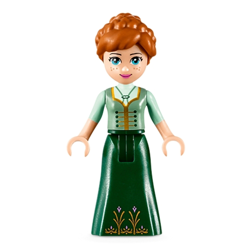 Anna — robe vert sable et vert foncé, bouche fermée (Anna - Sand Green and Dark Green Dress, Closed Mouth)