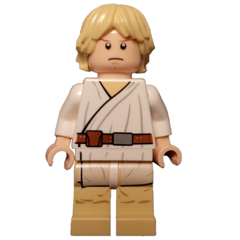 Luke Skywalker, robe blanche, jambes beiges, tête double face (Luke Skywalker, White Robe, Tan Legs, Dual Sided Head)