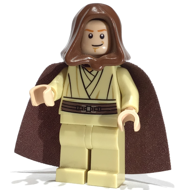 Obi-Wan Kenobi, padawan, capuche brun rougeâtre et cape, pupilles blanches (Obi-Wan Kenobi, Padawan, Reddish Brown Hood and Cape, White Pupils)
