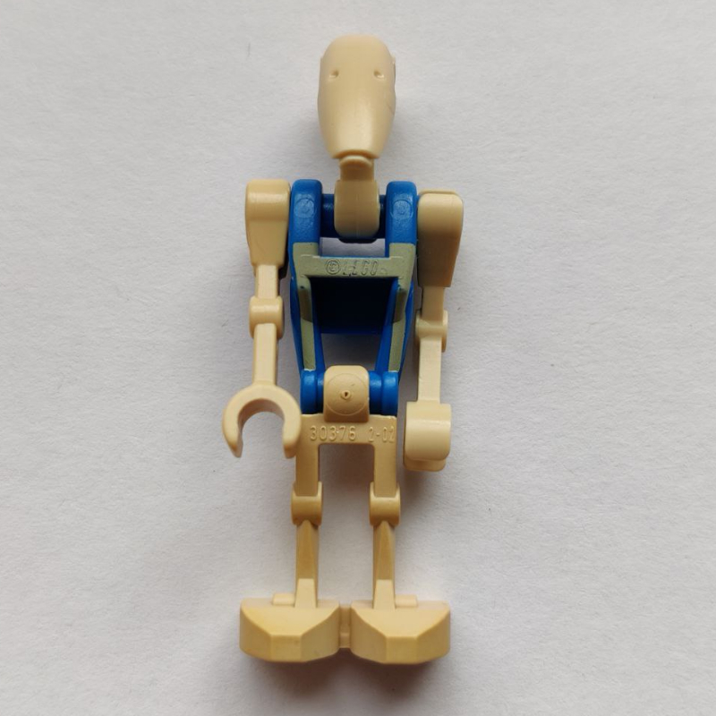 Pilote de droïde de combat, torse bleu avec motif imprimé beige, un bras plié, un bras droit (Battle Droid Pilot, Blue Torso with Tan Print, One Bent Arm, One Straight Arm)