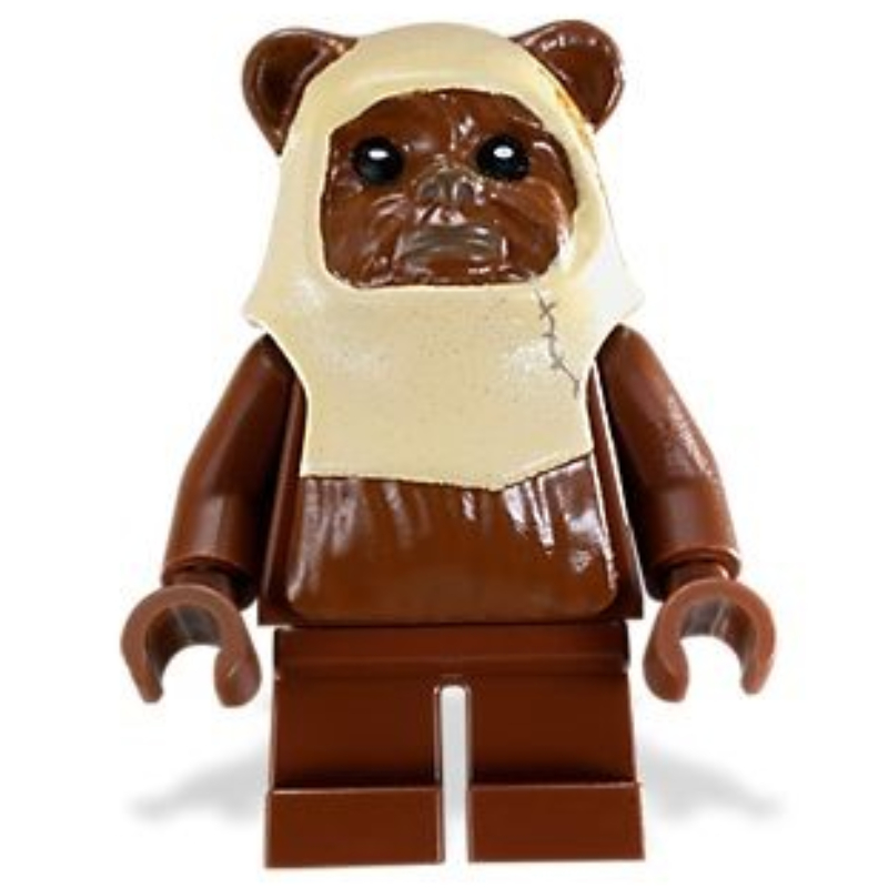 Paploo, ewok, capuche beige avec visage brun rougeâtre (Paploo, Ewok, Tan Hood with Reddish Brown Face)
