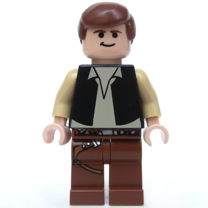 Han Solo, gilet noir, jambes brun rougeâtre, yeux noirs (Han Solo, Black Vest, Reddish Brown Legs, Black Eyes)