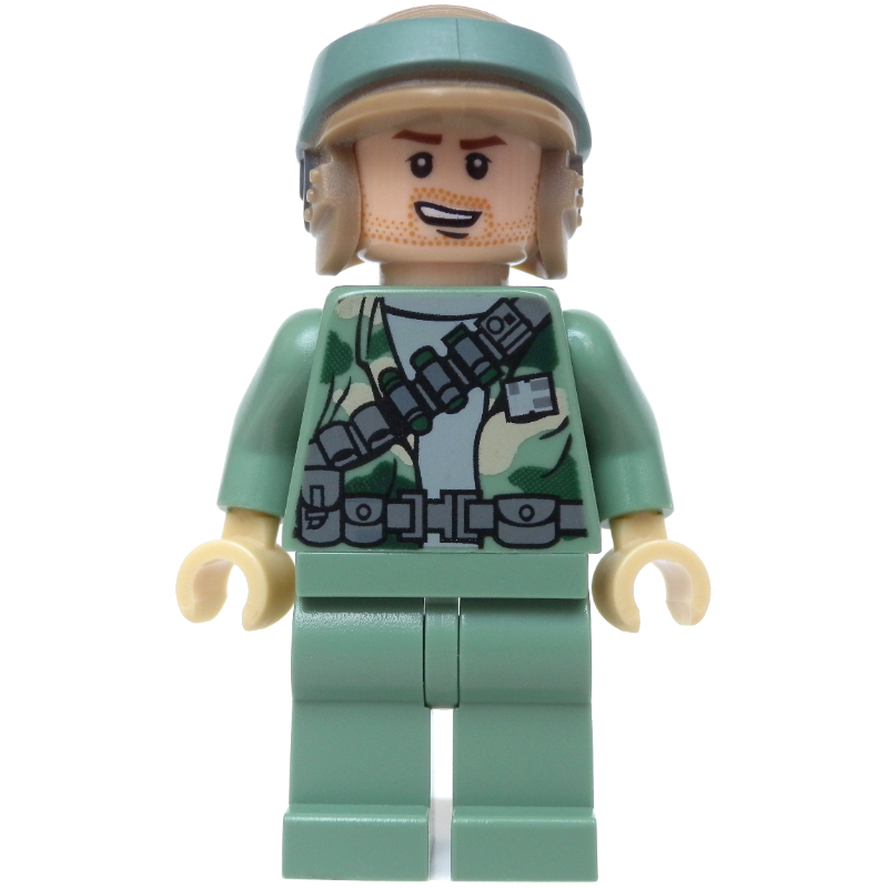 Soldat rebelle en uniforme d'Endor, jambes vert sable, barbe naissante (Rebel Trooper in Endor Uniform, Sand Green Legs, Beard Stubble)