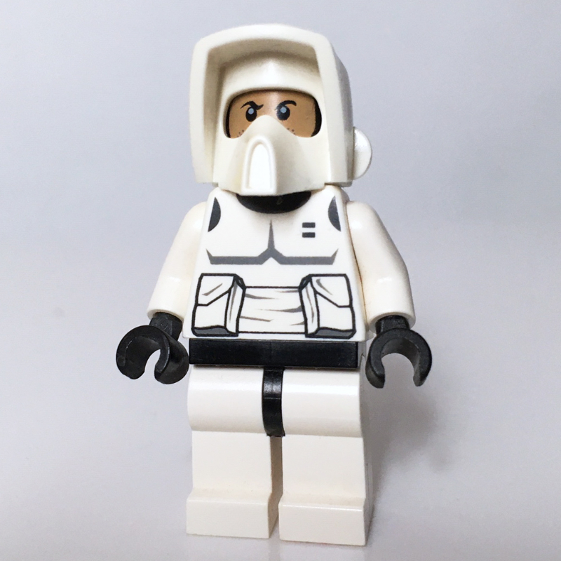 Soldat scout, tête noire imprimée, jambes blanches (Scout Trooper, Printed Black Head, White Legs)