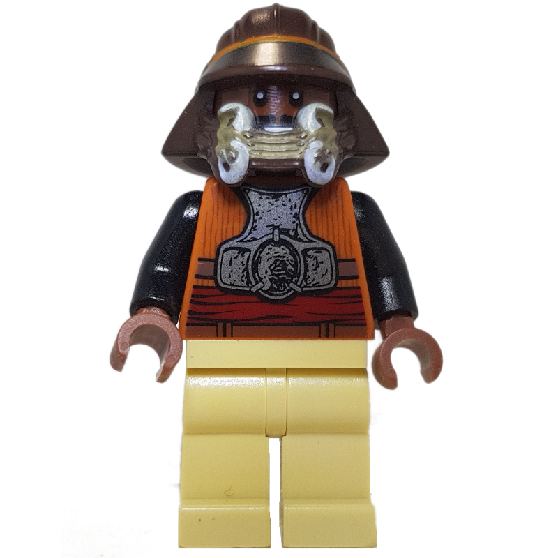 Lando Calrissian, déguisement de garde de skiff, casque brun foncé, jambes beiges (Lando Calrissian, Skiff Guard Disguise, Dark Brown Helmet, Tan Legs)