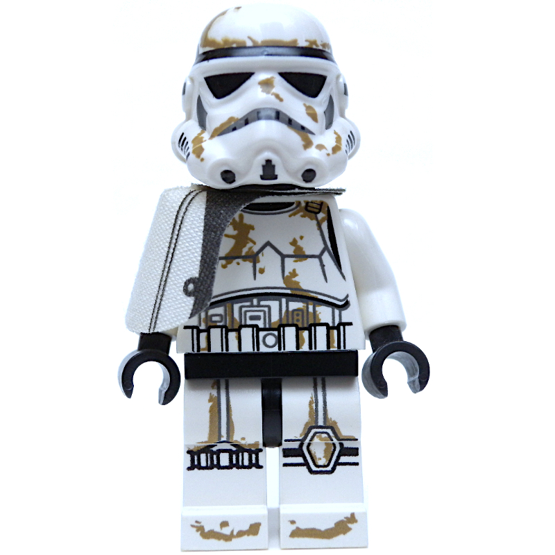 Sergent sandtrooper, épaulière blanche, support de cou, tête noire imprimée (Sandtrooper Sergeant, White Pauldron, Neck Bracket, Printed Black Head)