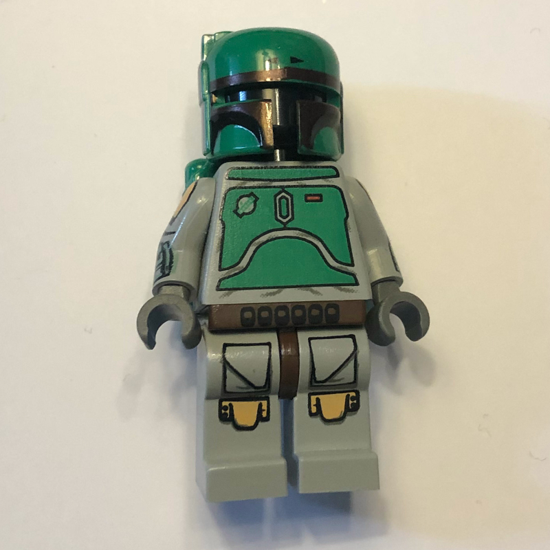 Boba Fett, casque et jetpack, armure gris clair, jambes imprimées (Boba Fett, Helmet and Jetpack, Light Gray Armor, Printed Legs)