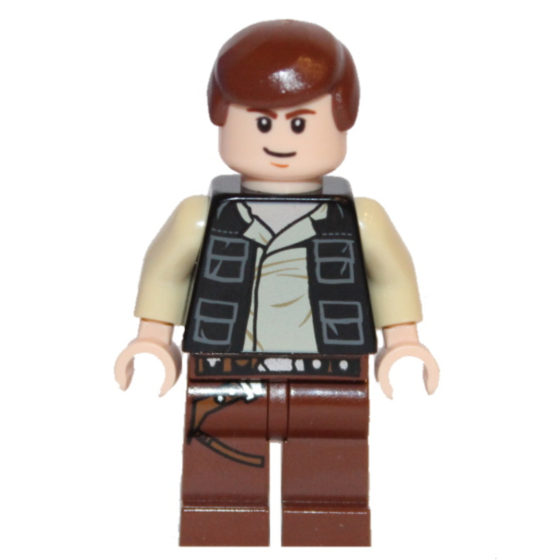 Han Solo, gilet noir, jambes brun rougeâtre, pupilles blanches (Han Solo, Black Vest, Reddish Brown Legs, White Pupils)