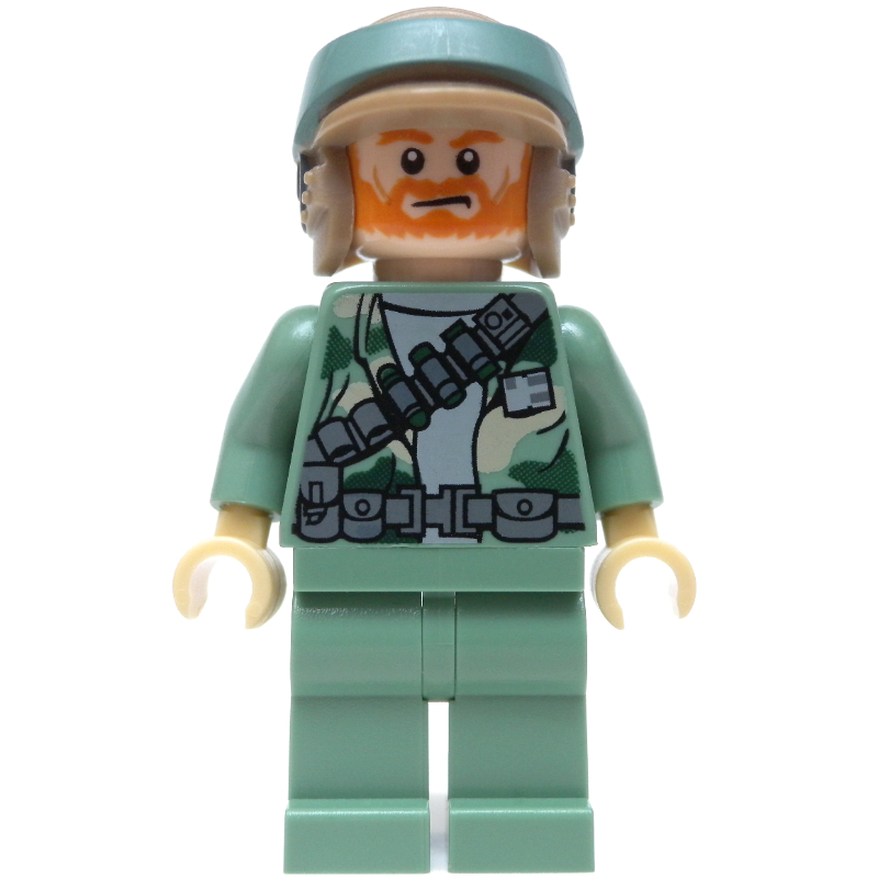 Soldat rebelle en uniforme d'Endor, jambes vert sable, barbe orange foncé (Rebel Trooper in Endor Uniform, Sand Green Legs, Dark Orange Beard)